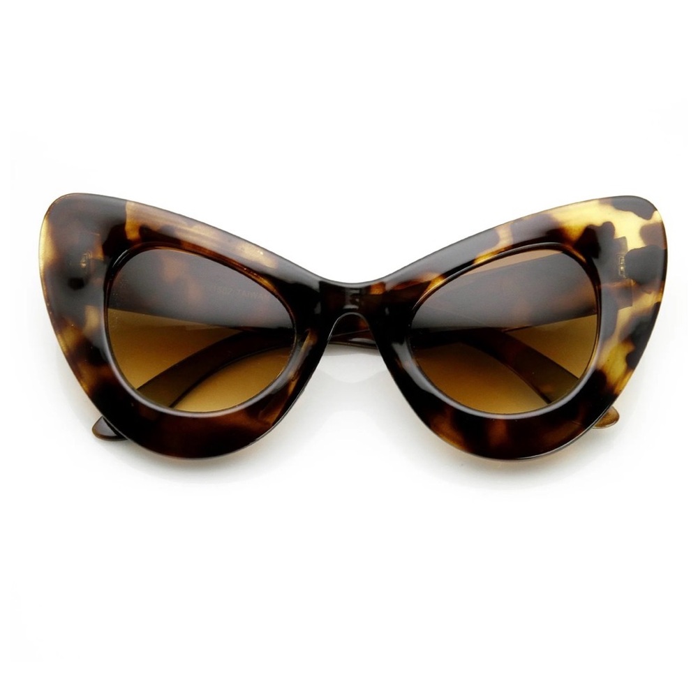 Retro Tortoise Mod Super Trendy Women's Fashion Cat Eye Sunglasses 100% UV